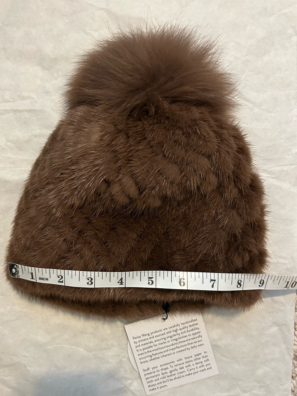 Parisa Wang Knitted Mink Beanie - Brown - Picture 9 of 10